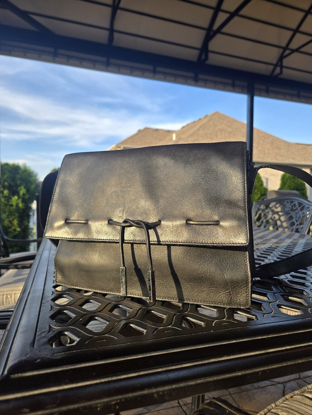 Vintage Liz Claiborne Black Leather Shoulder Bag - Picture 2 of 12